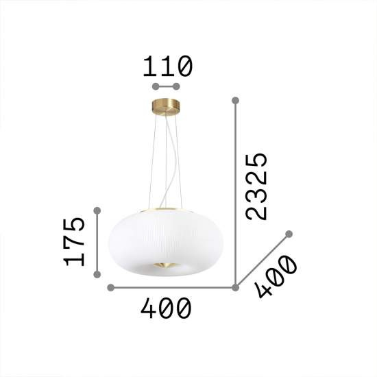 Sospensione Moderna Arizona Vetro Bianco 3 Luci Gx53 9W 3000K Luce Calda 214474