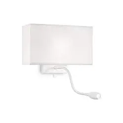 Applique Moderna Hotel Metallo Bianco 2 Luci E27+Led 1,5W
