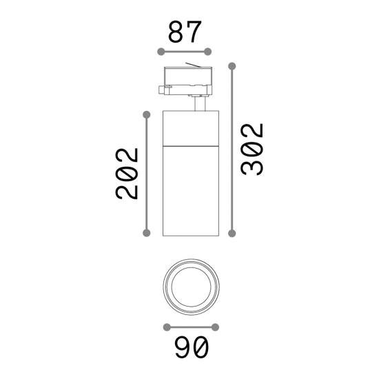 Proiettore Cilindrico Quick Alluminio Nero Led 28W 3000K Luce Calda On-Off Cri90 222660