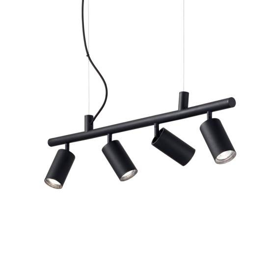 Lampadario Moderna Dynamite Metallo Nero 4 Luci Gu10 7W 3000K Luce Calda 231341