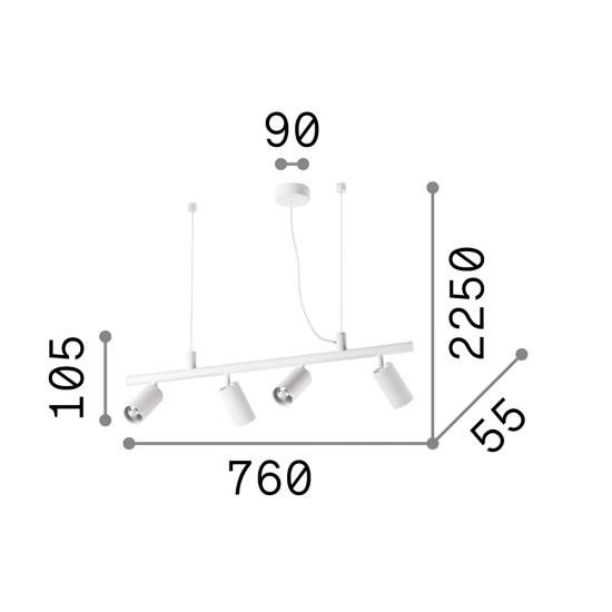 Lampadario Moderna Dynamite Metallo Nero 4 Luci Gu10 7W 3000K Luce Calda 231341