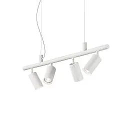 Lampadario Moderna Dynamite Metallo Bianco 4 Luci Gu10 7W 3000K Luce Calda