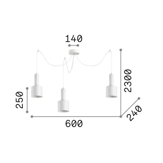 Sospensione Moderna Holly Metallo Bianco 3 Luci E27 231587