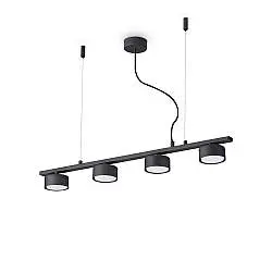 Sospensione Industrial-Minimal Minor Metallo Nero 4 Luci Gx53 9W 3000K