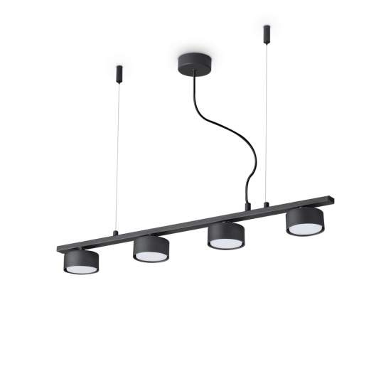 Sospensione Industrial-Minimal Minor Metallo Nero 4 Luci Gx53 9W 3000K 235455