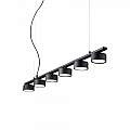 Sospensione Industrial-Minimal Minor Metallo Nero 6 Luci Gx53 9W 3000K 235486