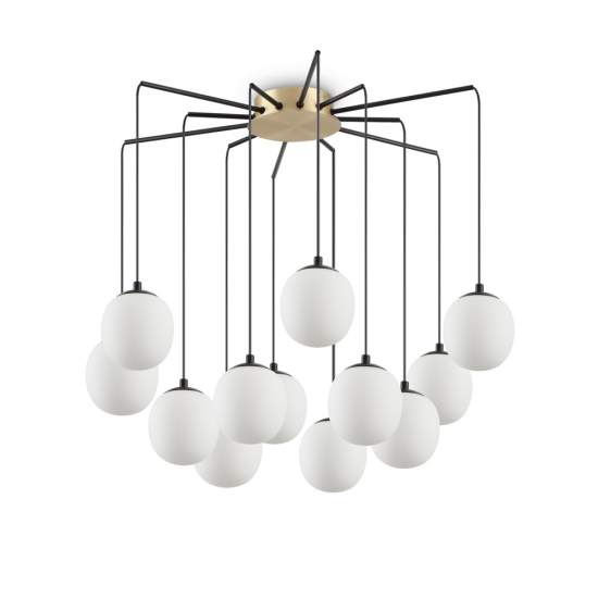 Sospensione Contemporanea Rhapsody Metallo Nero 12 Luci G9 3W 3000K Luce Calda 236957