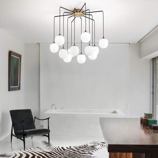 Sospensione Contemporanea Rhapsody Metallo Nero 12 Luci G9 3W 3000K Luce Calda 236957