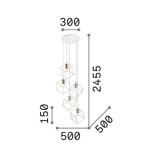 Sospensione Industrial-Minimal Ice Metallo Bianco 5 Luci E27 237671