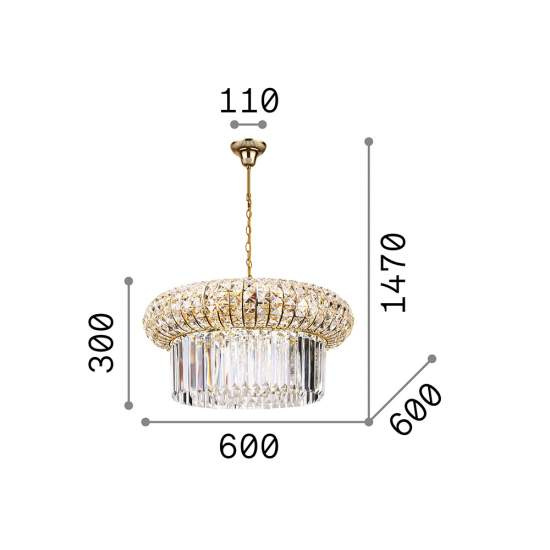 Lampadario Classico Nabucco Metallo Oro 12 Luci E14 237794