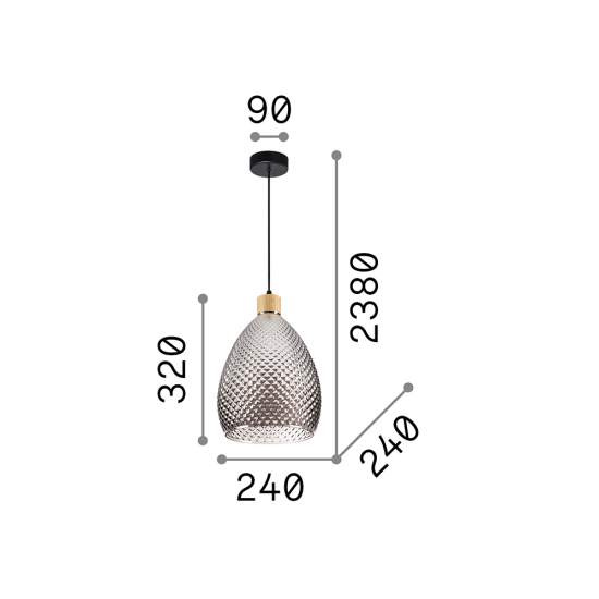 Sospensione Contemporanea Bergen-1 Vetro Fumè 1 Luce E27 238746