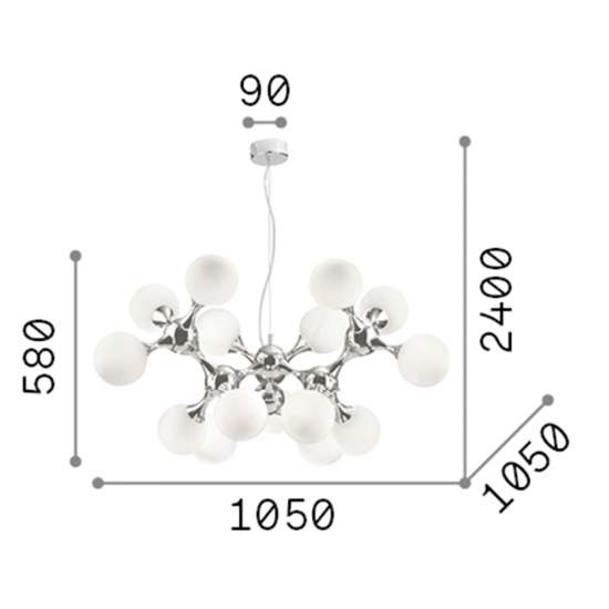 Sospensione Contemporanea Nodi Metallo Ottone 15 Luci E14 241012
