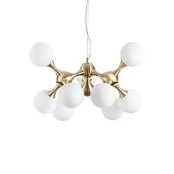Sospensione Contemporanea Nodi Metallo Ottone 9 Luci E14