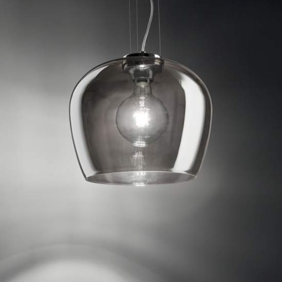 Sospensione Vintage-Decò Blossom Metallo Fumè 1 Luce E27 241517