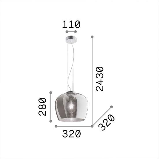 Sospensione Vintage-Decò Blossom Metallo Fumè 1 Luce E27 241517