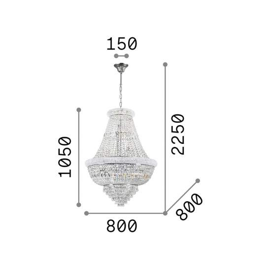 Lampadario Classico Dubai Metallo-Cristallo Ottone 24 Luci E14 243528