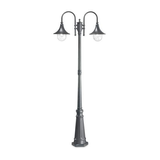 Lampione Esterno Rustico-Country Cima Alluminio Antracite 2 Luci E27 246833