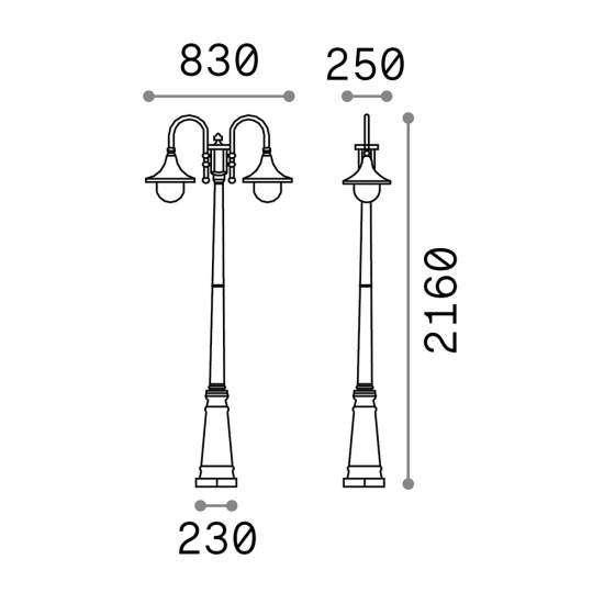 Lampione Esterno Rustico-Country Cima Alluminio Antracite 2 Luci E27 246833