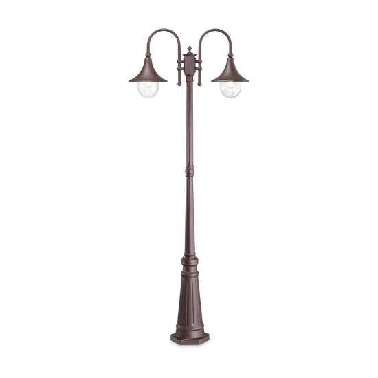 Lampione Esterno Rustico-Country Cima Alluminio Coffee 2 Luci E27 246840