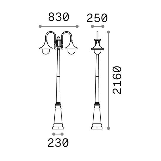 Lampione Esterno Rustico-Country Cima Alluminio Coffee 2 Luci E27 246840