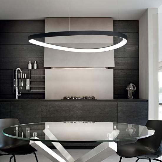 Sospensione Moderna Gemini Metallo Nero Led 60W 3000K Luce Calda 247281