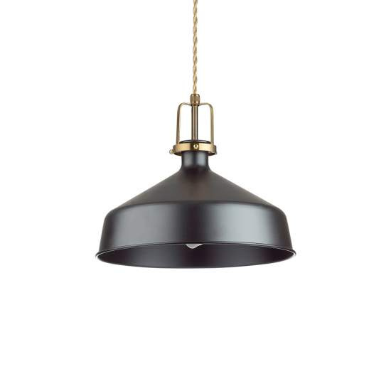 Sospensione Industrial-Minimal Eris-1 Metallo Nero 1 Luce E27 249056