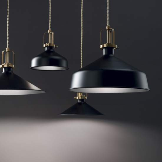 Sospensione Industrial-Minimal Eris-1 Metallo Nero 1 Luce E27 249056