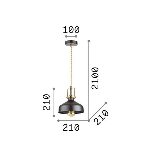 Sospensione Industrial-Minimal Eris-1 Metallo Nero 1 Luce E27 249056