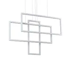 Sospensione Moderna Frame Alluminio Bianco Led 93W 3000K Luce Calda