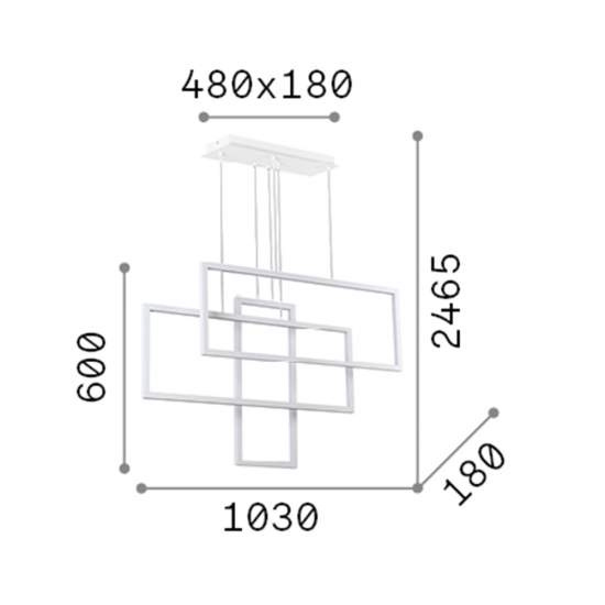 Sospensione Moderna Frame Alluminio Bianco Led 93W 3000K Luce Calda 253589