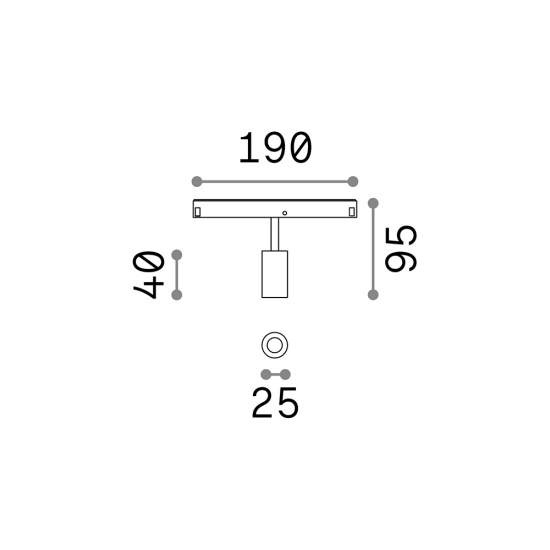 Faretto Binario Singolo On-Off Ego Alluminio Nero 1 Luce 3W 3000K Luce Calda 257617