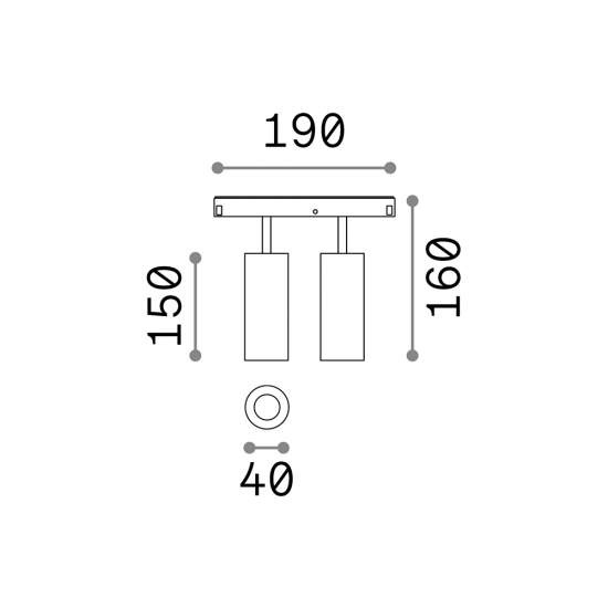 Proiettore Regolaile On-Off Ego Alluminio Nero 2 Luci 24W 3000K Luce Calda 257662