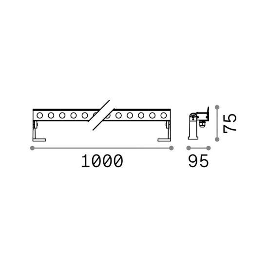 Proiettore Lineare Thor Alluminio Antracite 1 Luce 40W 3000K Luce Calda 261355