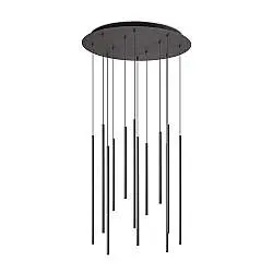 Sospensione Moderna Filo Metallo Nero 12 Luci Led 25W 3000K Luce Calda