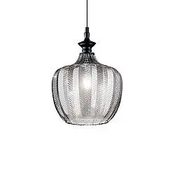 Sospensione Vintage-Decò Lord Metallo Fumè 1 Luce E27