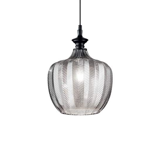 Sospensione Vintage-Decò Lord Metallo Fumè 1 Luce E27 263649