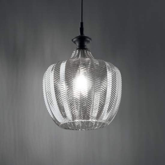 Sospensione Vintage-Decò Lord Metallo Fumè 1 Luce E27 263649