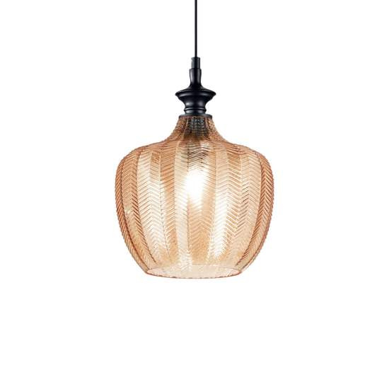 Sospensione Vintage-Decò Lord Metallo Ambra 1 Luce E27 263656