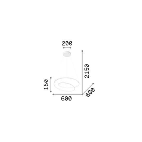 Sospensione Moderna Oz Metallo Ottone Led 48W 3000K Luce Calda D60Cm On-Off 269443