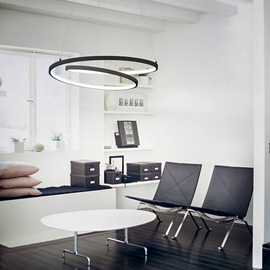Sospensione Moderna Oz Metallo Nero Led 55W 3000K Luce Calda D80 On-Off 269450