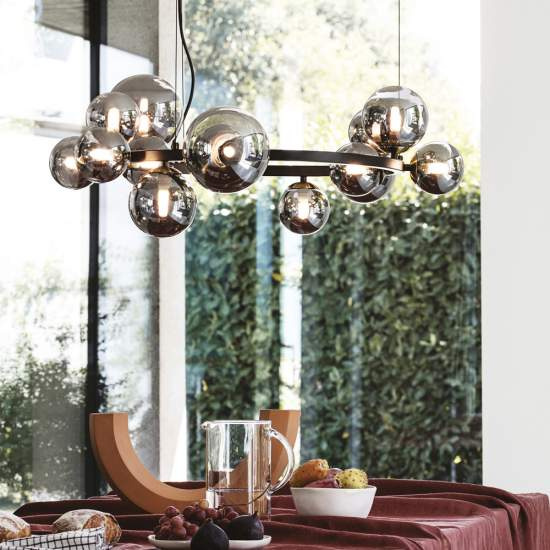 Sospensione Contemporanea Perlage Metallo Nero 14 Luci G9 3W 3000K Luce Calda 271385