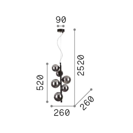 Sospensione Contemporanea Perlage Metallo Nero 6 Luci G9 3W 3000K Luce Calda 271422