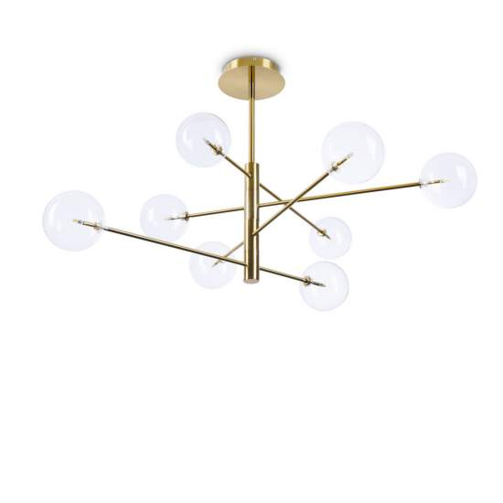 Sospensione Contemporanea Equinoxe Metallo Ottone 8 Luci 2W 3000K Luce Calda 275215