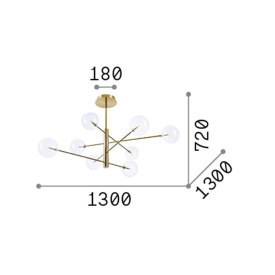 Sospensione Contemporanea Equinoxe Metallo Ottone 8 Luci 2W 3000K Luce Calda 275215