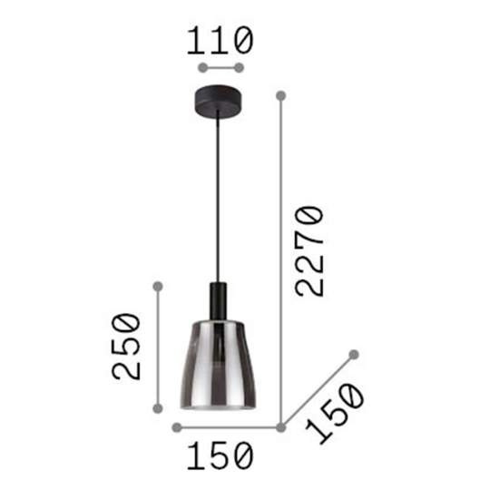 Sospensione Moderna Coco-2 Metallo Fumè Led 7W 3000K Luce Calda 275543