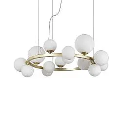 Sospensione Contemporanea Perlage Metallo Ottone 14 Luci G9 3W 3000K Luce Calda