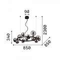 Sospensione Contemporanea Perlage Metallo Ottone 14 Luci G9 3W 3000K Luce Calda 283814