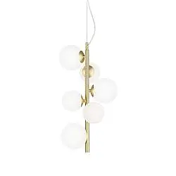 Sospensione Contemporanea Perlage Metallo Ottone 6 Luci G9 3W 3000K Luce Calda