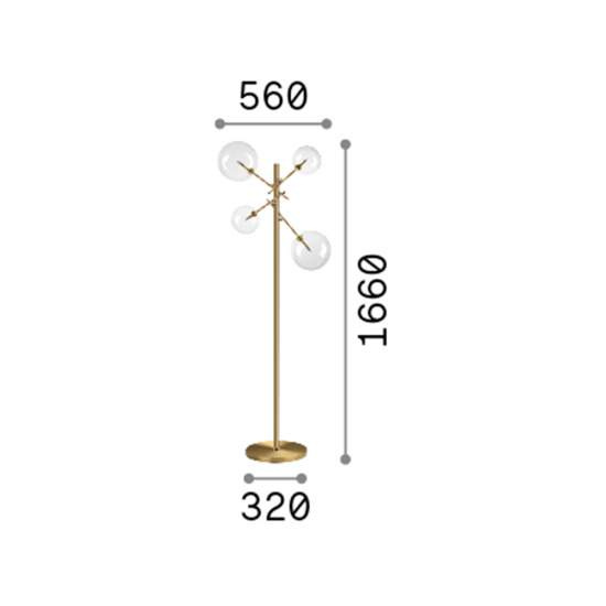 Piantana Contemporanea Equinoxe Metallo Ottone 4 Luci 2W 3000K Luce Calda 290966