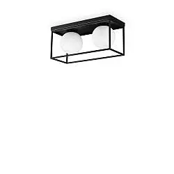 Plafoniera Contemporanea Lingotto Metallo Nero 2 Luci E14 28W Ip20